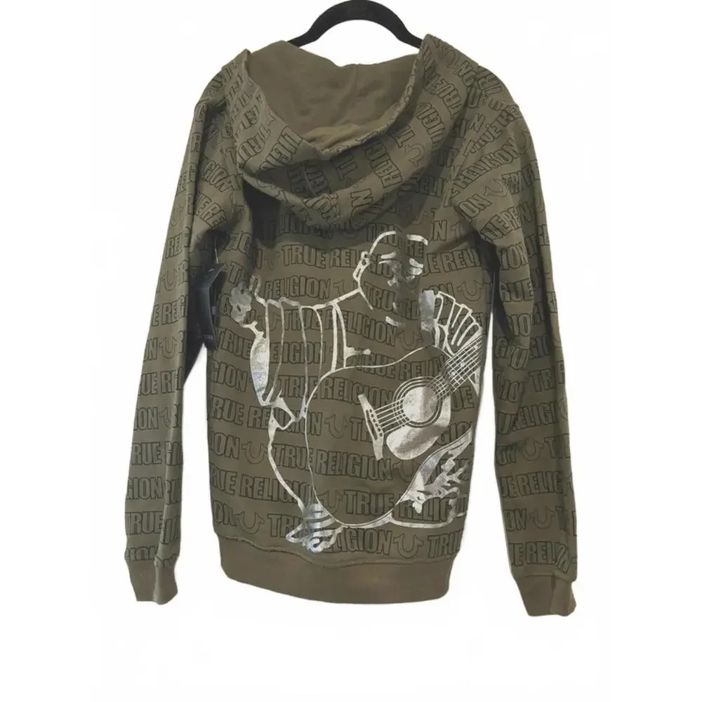 VinVintage True Religion army green zip up hoodie new with tags sz‎ L #1668